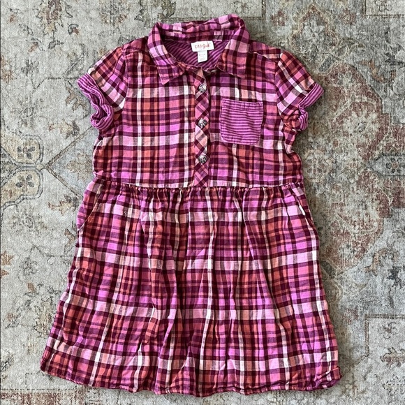 Cat and Jack Pink Plaid Button-Up Dress - Picture 2 of 5